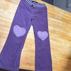 Mini Boden Girls purple Cords with Hearts 8